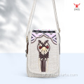 Mei Yi Arts Owl Bolsa para telefone crossbody flip-top